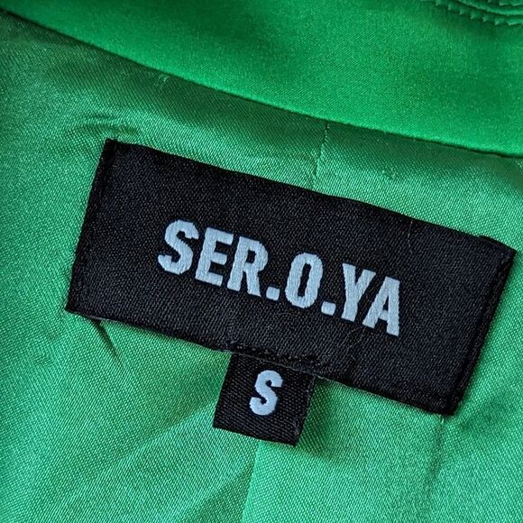 Ser.o.ya Silk Electric Green Motlee Street-to-Event Blazer‎ Sz S NWOT - Picture 10 of 14